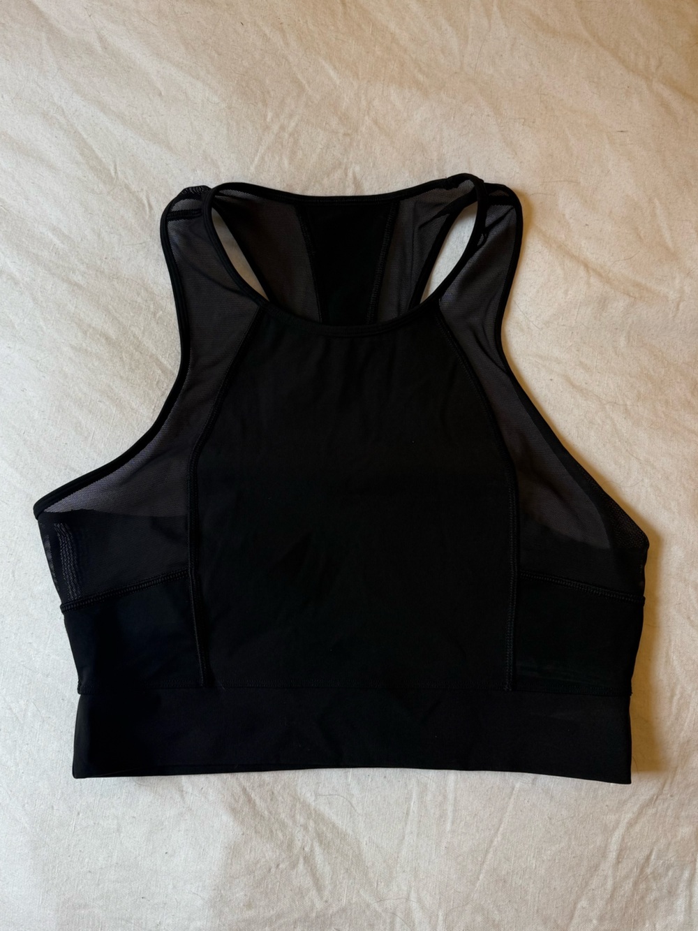 Lululemon Black Mesh-Panel Racerback Crop Tank